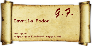 Gavrila Fodor névjegykártya